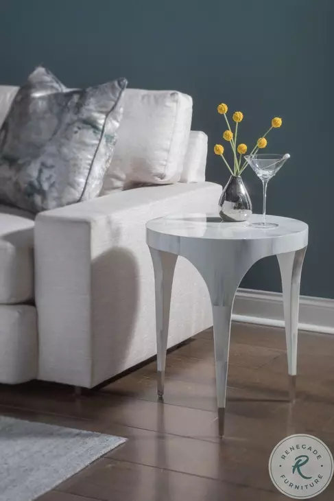 Signature Designs White And Gray Bone Bello Round Spot Table