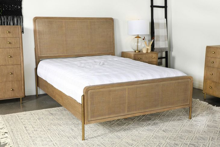 Arini Sand Wash King Upholstered Panel Bed