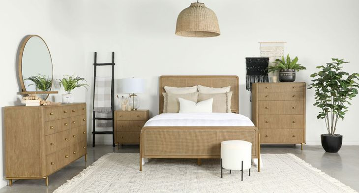Arini Sand Wash and Natural California King Panel Bed