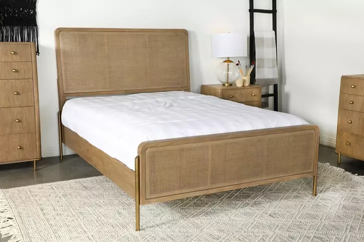 Arini Sand Wash Queen Upholstered Panel Bed