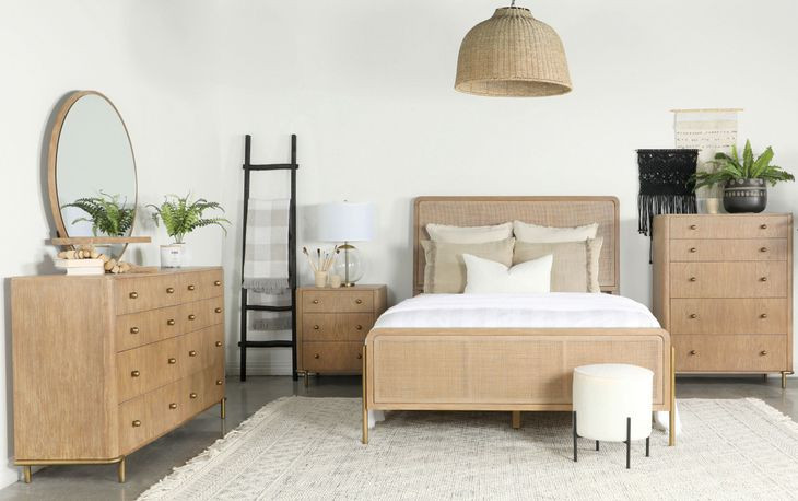 Arini Sand Wash Upholstered Panel Bedroom Set