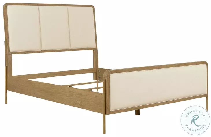 Arini Cream and Sand Wash King Upholstered Panel Bed