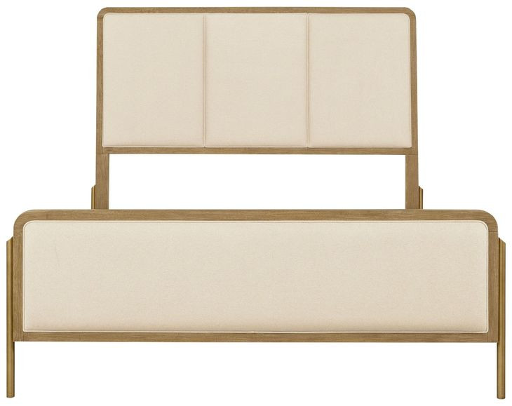 Arini Sand Wash and Cream California King Upholstered Panel Bed