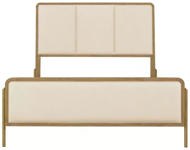 Arini Sand Wash and Cream California King Upholstered Panel Bed