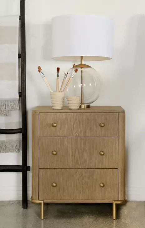 Arini Sand Wash 3 Drawer Nightstand