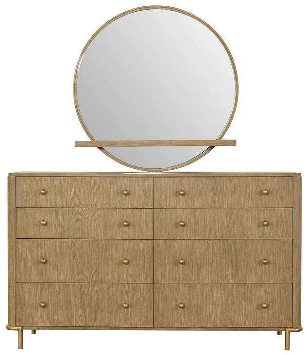 Arini Sand Wash 8 Drawer Dresser with Mirror