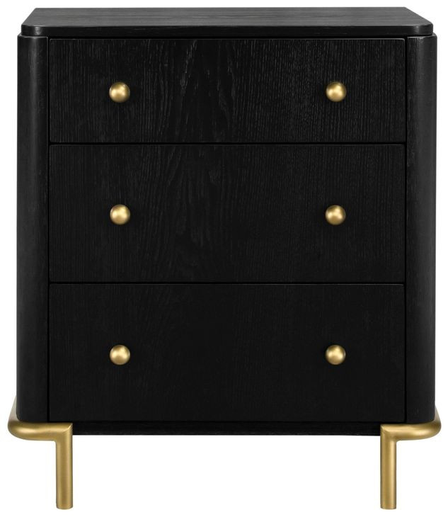 Arini Black 3 Drawer Nightstand