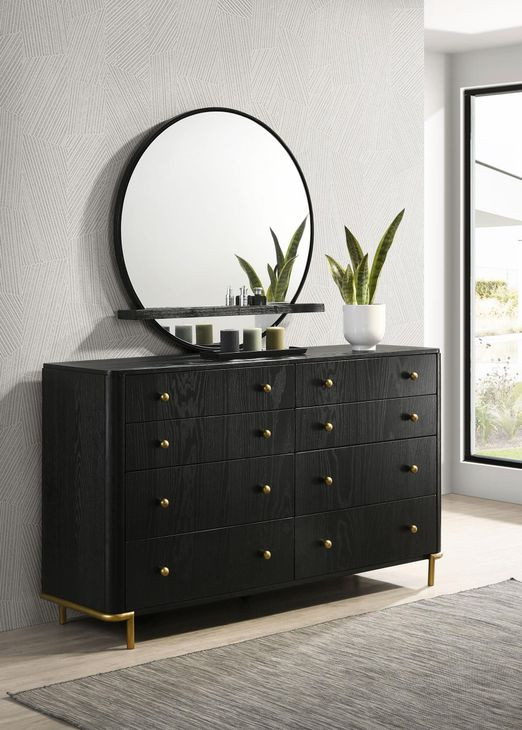 Arini Black 8 Drawer Dresser with Mirror