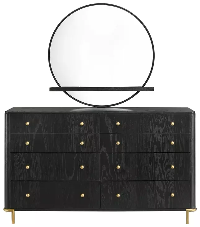 Arini Black 8 Drawer Dresser with Mirror
