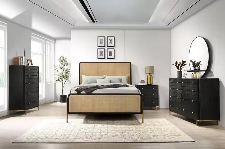 Arini Black 8 Drawer Dresser with Mirror