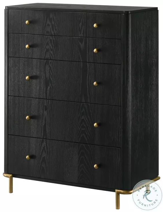Arini Black and Cream Upholstered Panel Bedroom Set