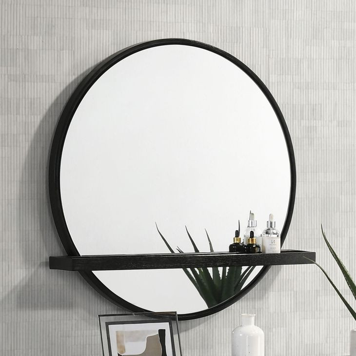 Arini Black Round Vanity Wall Mirror