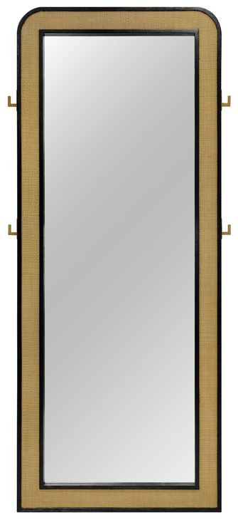 Arini Black Cane Weave Full Length Standing Floor Mirror