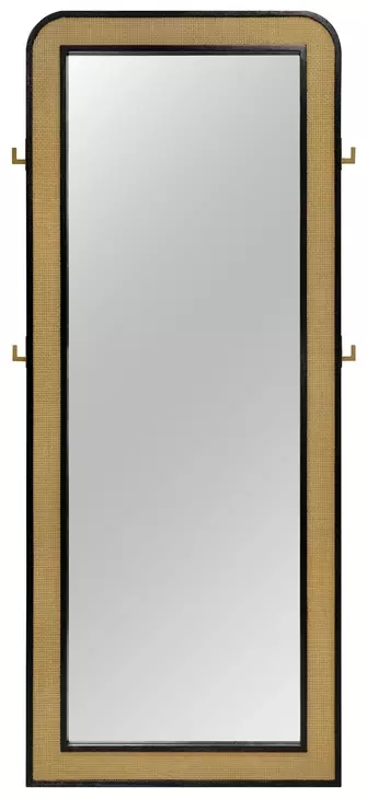 Arini Black Cane Weave Full Length Standing Floor Mirror