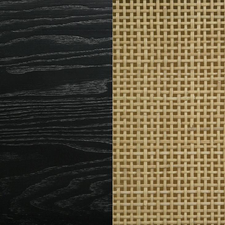 Arini Black Cane Weave Full Length Standing Floor Mirror