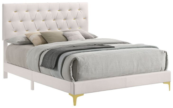 Kendall White California King Upholstered Panel Bed