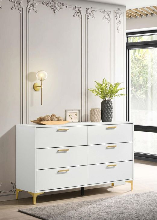 Kendall White 6 Drawer Dresser