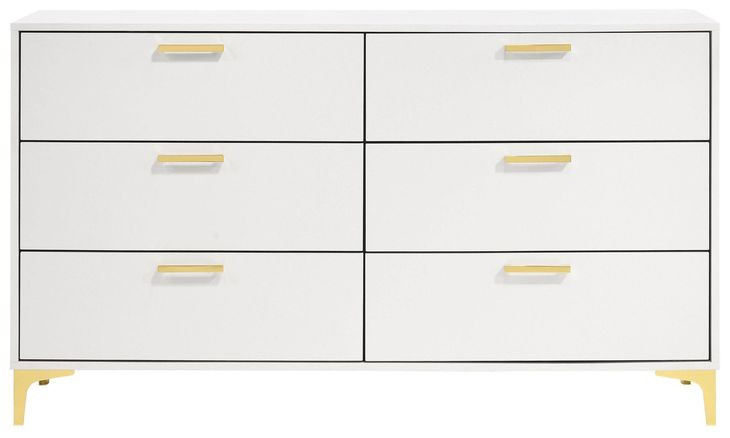 Kendall White 6 Drawer Dresser