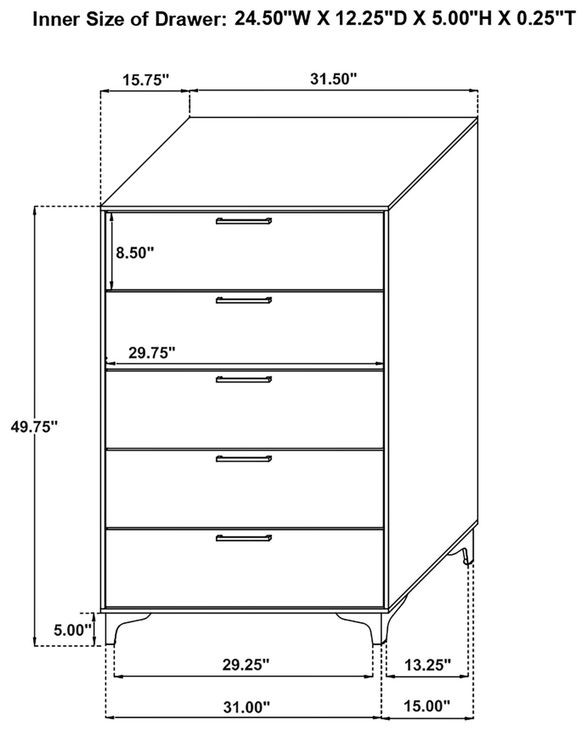 Kendall White 5 Drawer Chest