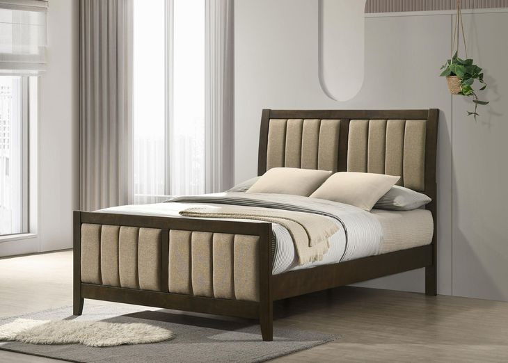 Wilkes Dark Cocoa Full Upholstered Panel Bed