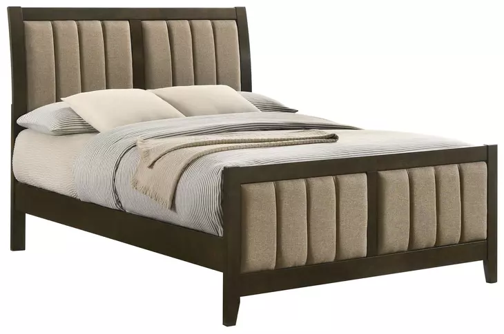 Wilkes Dark Cocoa Full Upholstered Panel Bed
