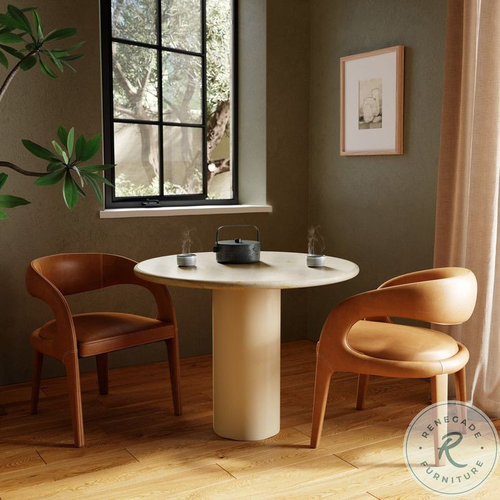 Belle Cream Marble Round Dining Table