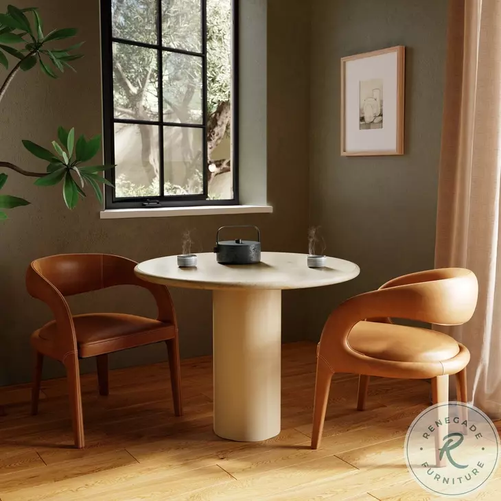 Belle Cream Marble Round Dining Table