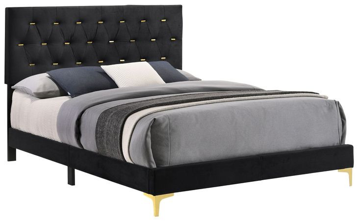 Kendall Black California King Upholstered Panel Bed