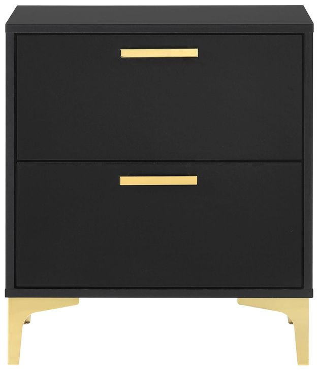 Kendall Black And Gold 2 Drawer Nightstand