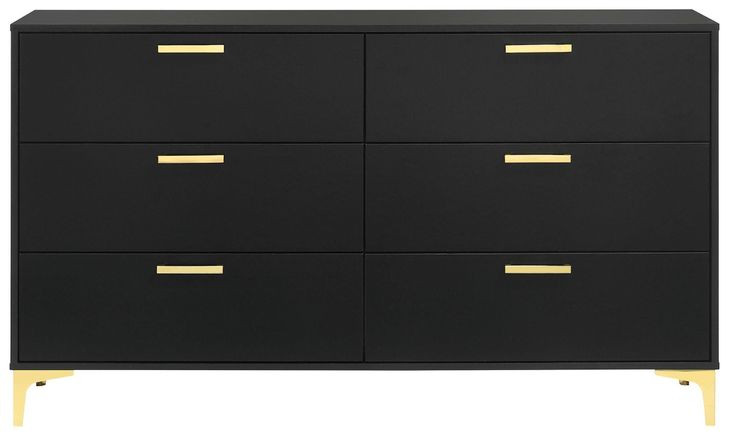 Kendall Black And Gold 6 Drawer Dresser