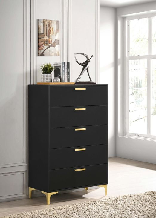 Kendall Black And Gold 5 Drawer Chest