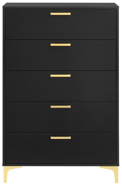 Kendall Black And Gold 5 Drawer Chest