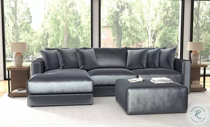 Remington Slate 131" LAF Sectional With Ottoman