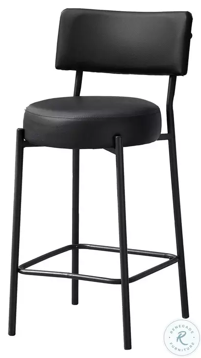 2245 Black Leather Look Bar Stool Set Of 2