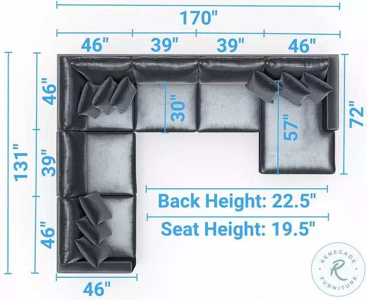 Remington Slate L-Shape RAF Sectional