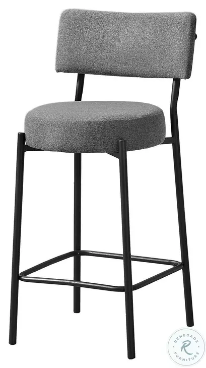 2246 Grey Fabric And Black Metal Bar Stool Set Of 2