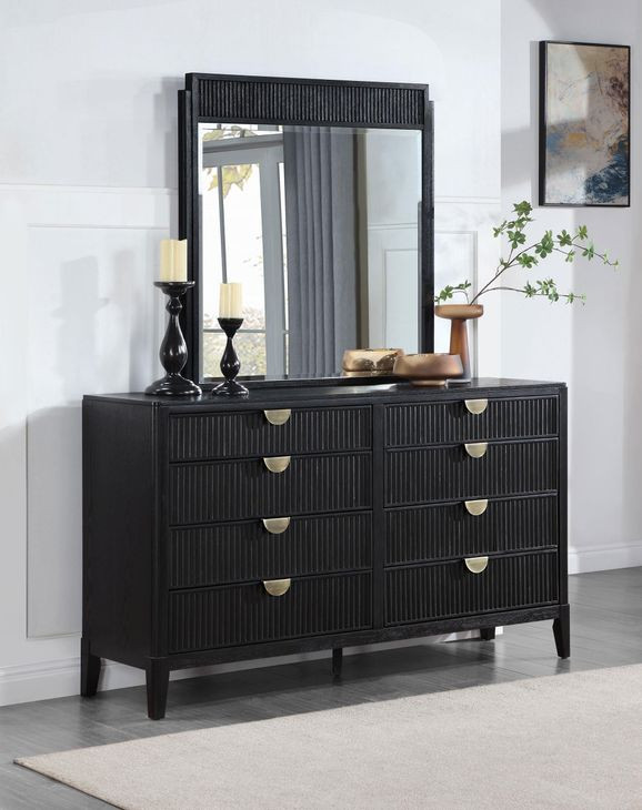 Brookmead Black 8 Drawer Dresser with Mirror