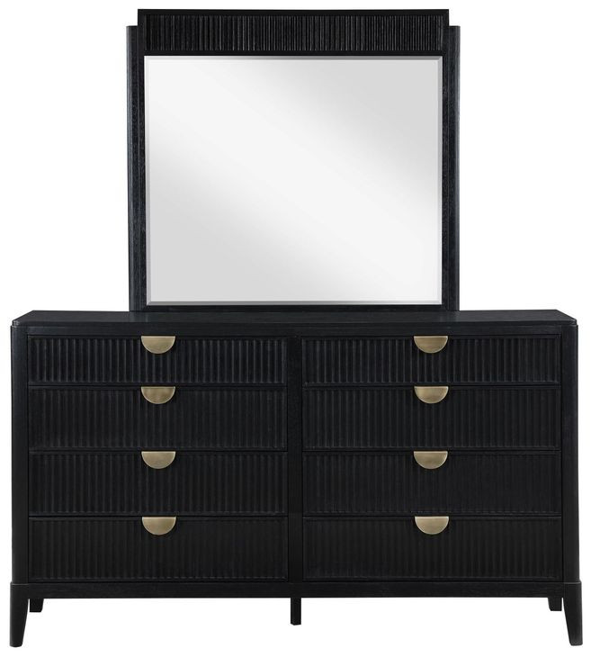 Brookmead Black 8 Drawer Dresser with Mirror