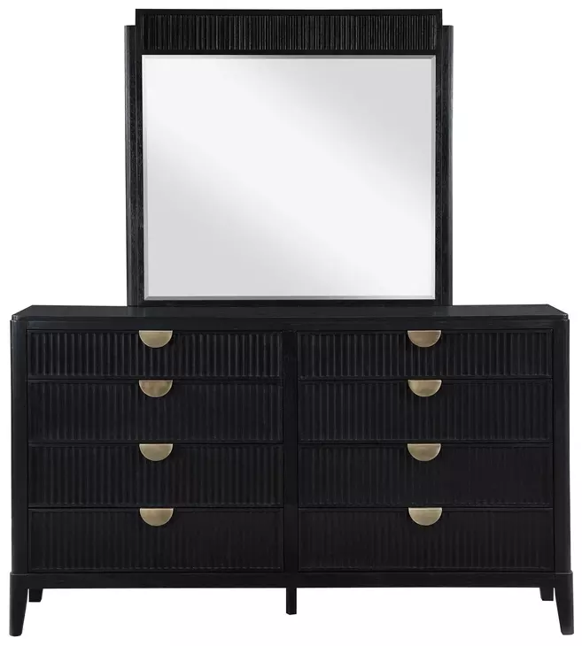 Brookmead Black 8 Drawer Dresser with Mirror