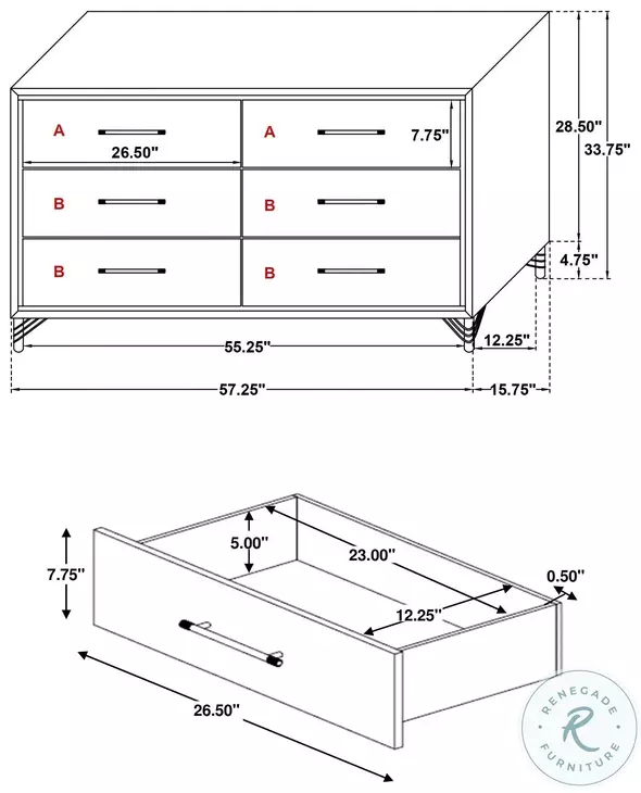 average dresser size Raleigh Tall Dimensions & Drawings The chests splayed legs gently elevate the piece VEIKOUS White 5-Drawer Standard Dresser