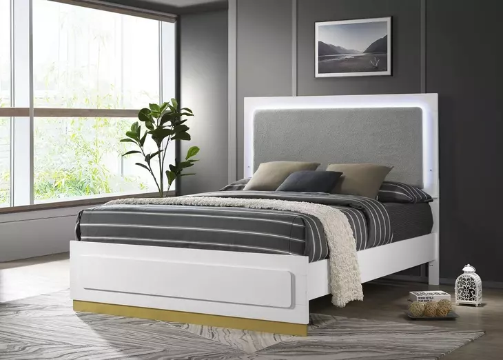 Caraway White And Gray Panel Bedroom Set