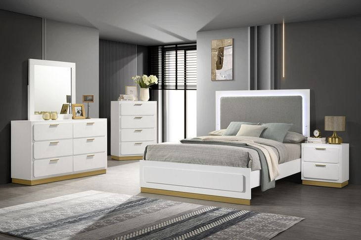 Caraway White And Gray Panel Bedroom Set
