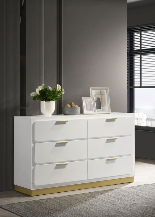 Caraway White 6 Drawer Dresser