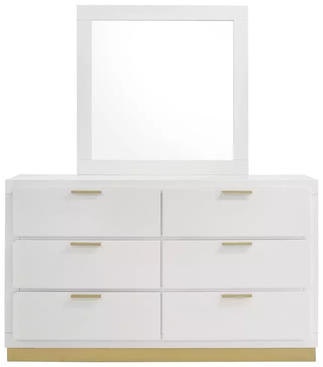Caraway White 6 Drawer Dresser with Mirror