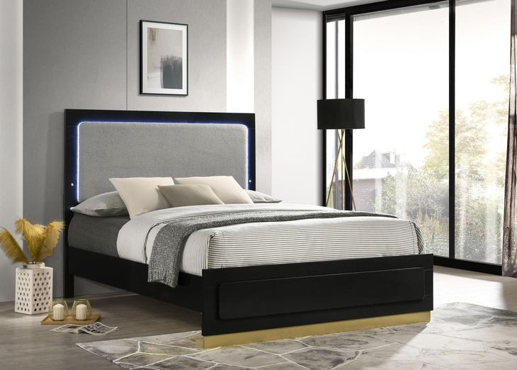 Caraway Black And Gray King Panel Bed