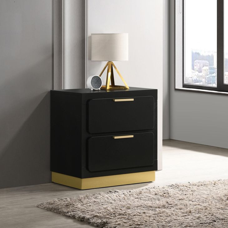 Caraway Black 2 Drawer Nightstand