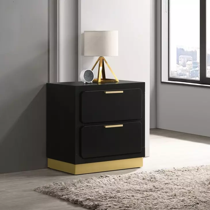 Caraway Black 2 Drawer Nightstand
