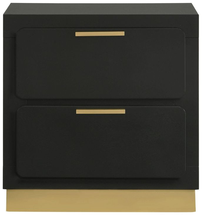 Caraway Black 2 Drawer Nightstand