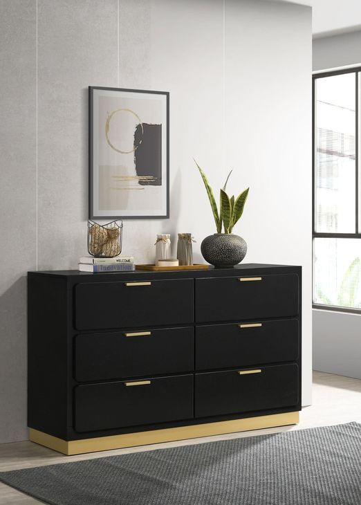 Caraway Black 6 Drawer Dresser