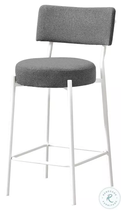 2247 Grey Fabric And White Metal Bar Stool Set Of 2